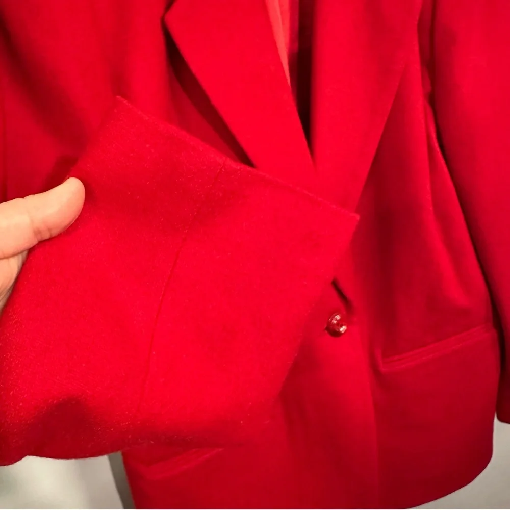 Vintage Sag Harbor Wool Blazer Red Women's Size 12 Lightweight Fall Winter